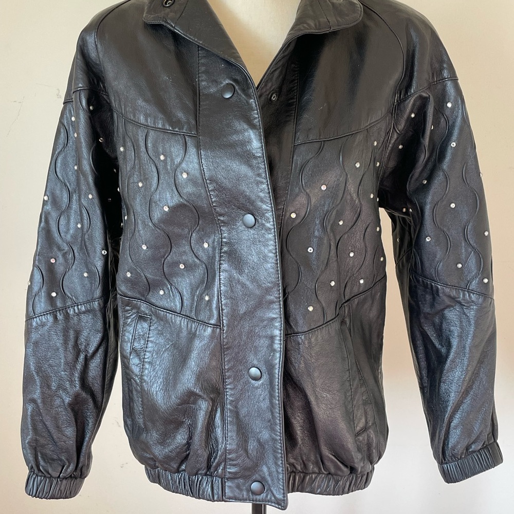 Studded REAL leather jacket - size small